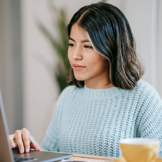 Young woman working on laptop