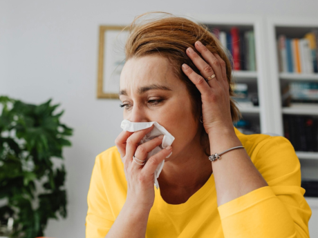 woman crying and looking discouraged