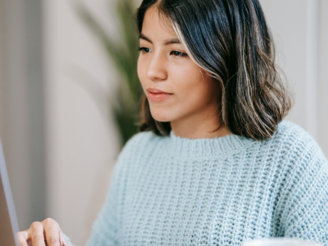 Young woman working on laptop