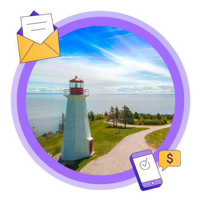 An image of the Cape George Point Lighthouse in Antigonish, Nova Scotia