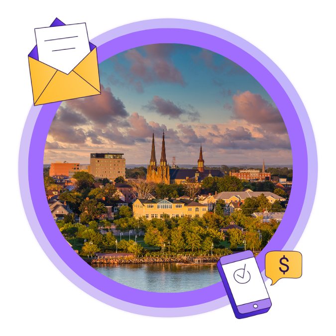 An image of the skyline of Charlottetown, PEI