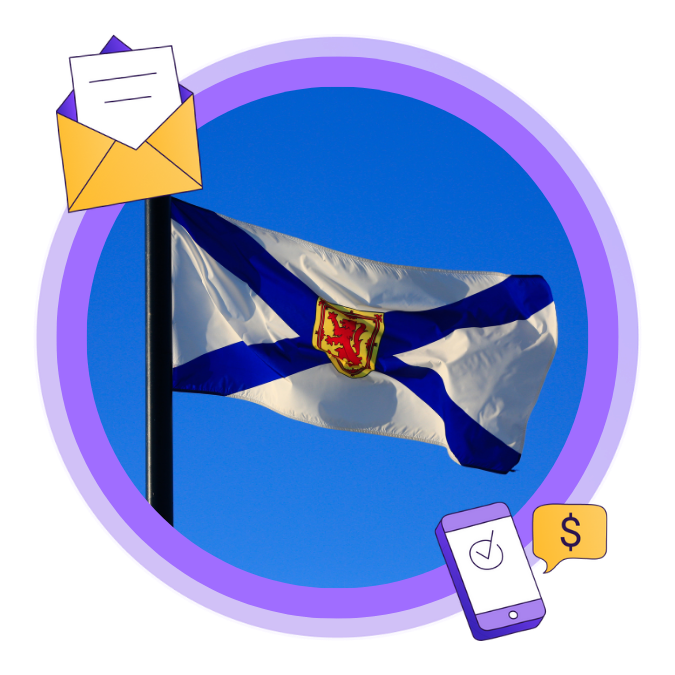 Image of a Nova Scotia flag flying.