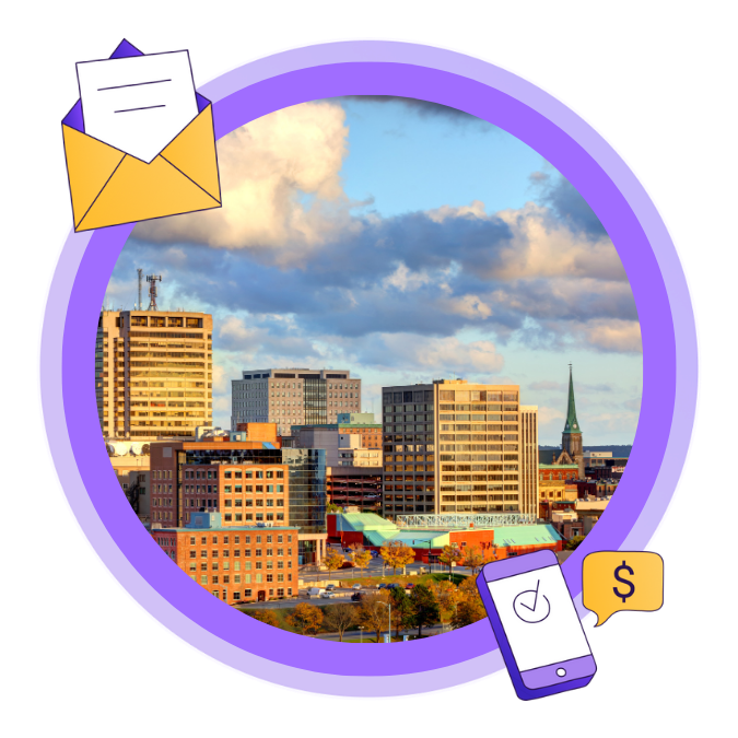 An image of the city skyline of downtown Saint John, NB