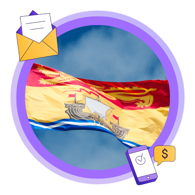 An image of the New Brunswick flag flying in the wind